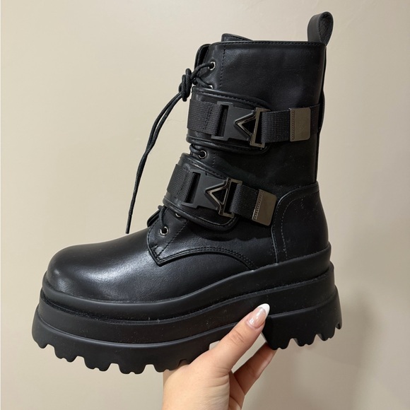 Fashion Nova Shoes - Fashion Nova Black Moto Boots for Rave